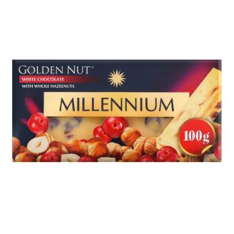 Шоколад білий Gold цільний горіх 100г Millenium
