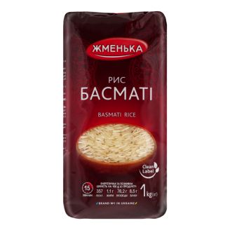 Крупа Рис довгозернистий шліфований "Басматі" 1кг Жменька