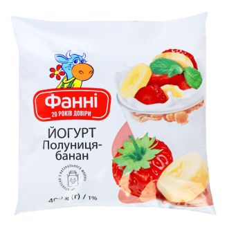 Йогурт питний Полуниця-Банан 1%  400г п/е Фанні