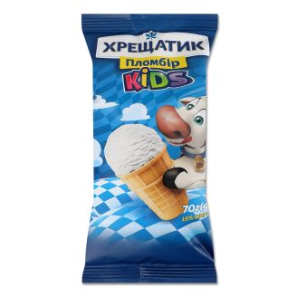 Морозиво "Хрещатик KIDS" пломбір 15% ст, 70г ТМ Хладопром