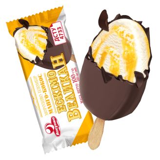 Морозиво ескімо пломбір “Великан”  манго-кокос  у конд. глаз. 12% 100 г ТМ Ласунка