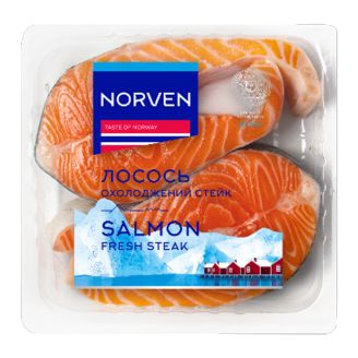 Лосось охол стейк 3 см (термоформа) (фас.) ТМ Norven (ВАГ.)