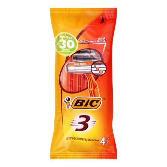 BIC Бритва одноразова чоловіча Sensitive3 4 шт