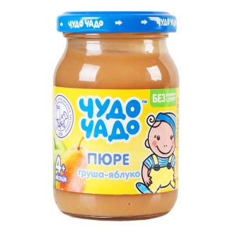 Пюре з 4 місяців Яблуко-груша без цукру 170г (с/б) "Чудо-Чадо" Україна