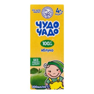 Сік з 4 місяців Яблучний 200мл (т/п) "Чудо-Чадо" Україна