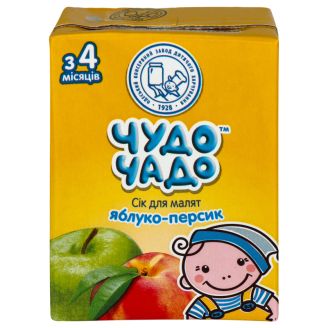 Сік з 6 місяців Яблуко-персик з м'якоттю 200мл (т/п) "Чудо-Чадо" Україна