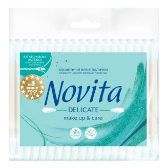 Novita Delicate Палички ватні в поліетиленовому пакеті 200 шт