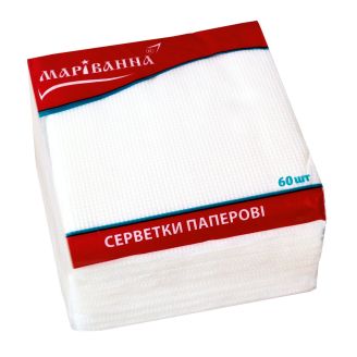 Серветка біла Маріванна 60шт