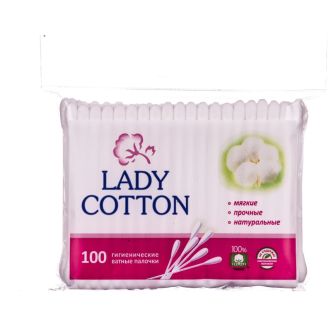 Lady Cotton Палички ватні в поліетиленовому пакеті 100 шт