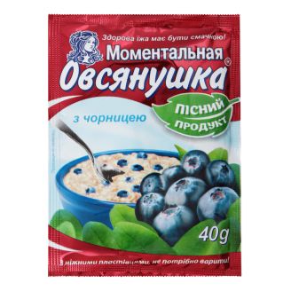 Каша Вівсянушка з чорницею    40г Овсянушка