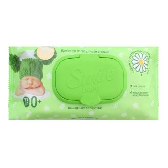 Smile Baby Серветка волога с екстр.алоє ромашки 0+ 72 шт