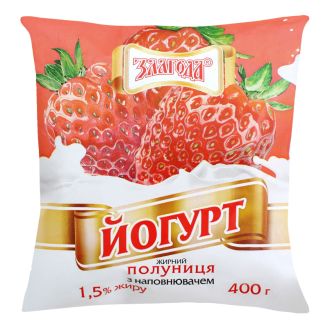 ЙОГУРТ 1,5% "Полуниця" п/е 0,4 Злагода
