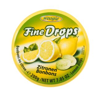Цукерки Fine Drops Лимон з/б 200г, Woogie 