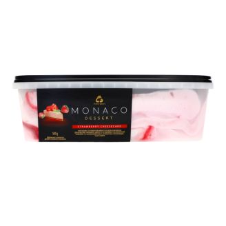 Морозиво "Monaco Dessert" полуничний чізкейк  500г лоток  ТМ Три ведмеді