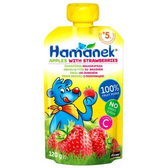 Пюре з 5 місяців Яблуко і полуниця 120г (д/п) "Hamanek" Чехія