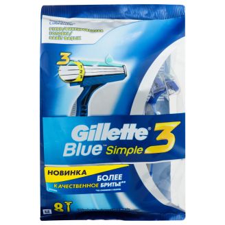 ***Gillette Бритва одноразова чоловіча Blue Simple 3 леза 8 шт