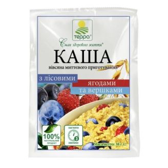 Каша вівсяна з лісовими ягодами та вершками 190г (5х38) Терра