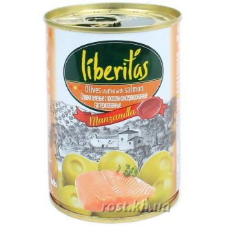 Оливки зелені фаршировані лососем 280г Manzanilla LIBERITAS Іспанія