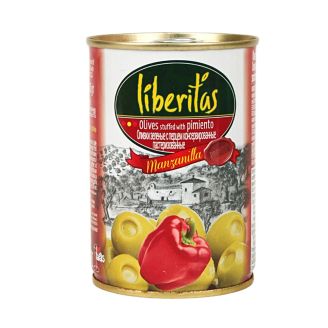 Оливки зелені фаршировані перцем 280г Manzanilla LIBERITAS Іспанія