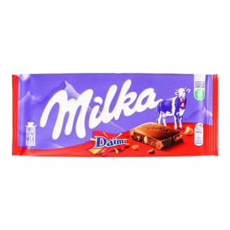 Шоколад молочний зі шматочками хрумкої карамелі з мигдалем 100г Мілка