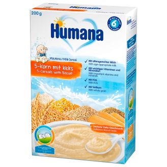 Каша молочна 5 Злаків з печивом,  для дітей від 6 міс  Humana