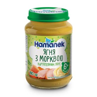 Пюре з 6 місяців Ягня з морквою і картоплею 190г (с/б) "Hamanek" Чехія