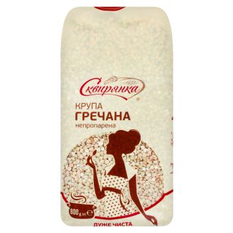 Крупа гречана ядриця непропарена (зелена) 800 г Сквирянка