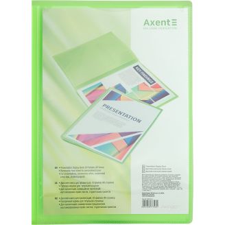 43397 Дисплей-книга з кишенею, А4, 20 файлів, прозора зелена 1020-26