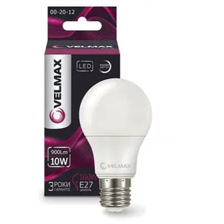 LED лампа Velmax V-A60, 10W, E27, 3000K, 1000Lm, кут 240° 21-11-31