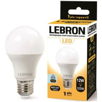 LED лампа Lebron L-A60, 12W, Е27, 6500K, 1100Lm, кут 240° 00-10-17(11-11-47)