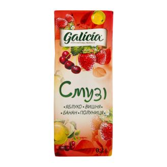 Сік з м'як.смузі яблуко-вишня-банан-полуниц 0,2 л Galicia