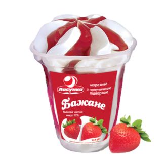 Морозиво "Бажане" з полуничним джемом пл.ст. 100г ТМ  Ласунка