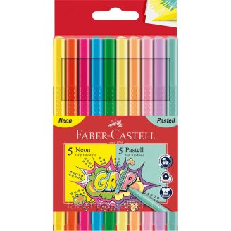 155312 Фломастери 10 кол. GRIP тригранні Neon + Pastel 30746