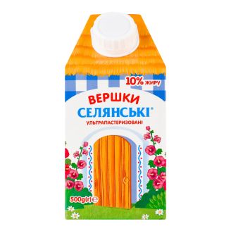 Вершки ультрапаст. "Селянськi" 10% 0,5 л Люстдорф