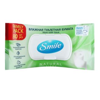 Вологий туалетний папір SMILE Family 80шт з клапаном
