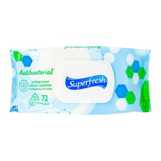 Superfresh Серветка волога Antibacterial з клапаном 72 шт