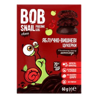 Цукерки фруктові в чорн. шоколаді Яблуко-груша 60г, Равлик Боб