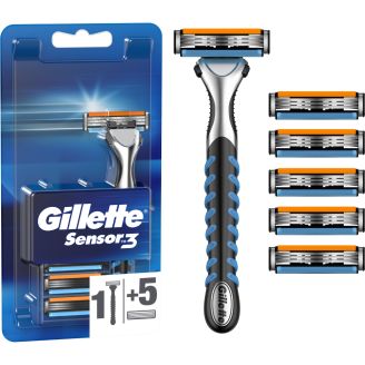 Gillette Бритва чоловіча Sensor3 3 леза + 6 картриджів