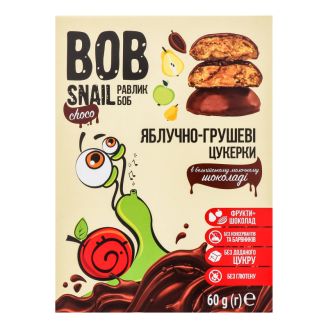 Цукерки фруктові в молоч. шоколаді Яблуко-груша 60г, Равлик Боб