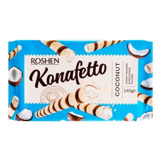 Вафельні трубочки Konafetto з кокосовою начинкою ВКФ 140г Рошен