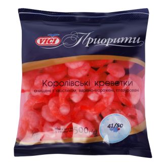 Королівські креветки очищені з хвостиком в/м  VICI 41/50 500 г