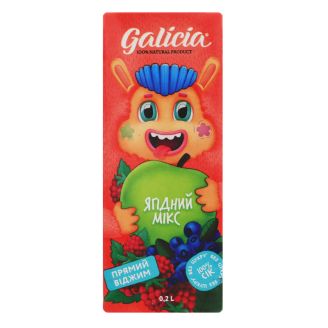 Сік з м якоттю із суміші фруктів «Ягідний»  0,2 л Galicia