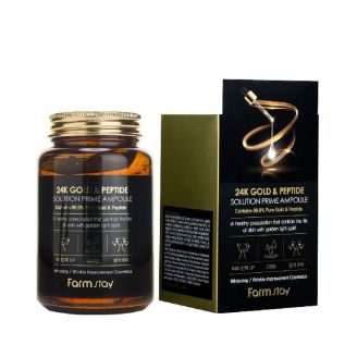 Farmstay Сироватка для обличчя з пептидами та золотом 24k Gold & peptide solution prime 250 мл 