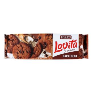 Печиво здобне Lovita Classic Cookies з какао і кусочками глазурі 150г Рошен