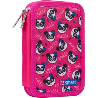 532828 Пенал твердий SMART подвійний HP-01 "Hello,panda",синій/рожевий