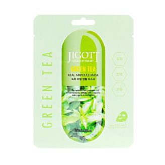 JIGOTT Маска для обличчя ампульна з екстрактом зеленого чаю Green tea real ampoule mask 27 мл