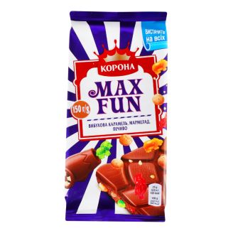 Шоколад  молочний Мax Fun з мармеладом, 150г, Корона