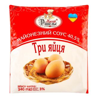 Соус майонезний "Три яйця" 40% 340г ф/п Кухар Рішельє