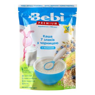 Каша молочна з 6 місяців 7 злаків з чорницею 200г "Bebi Premium" Сербія