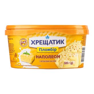 Морозиво "Хрещатик Наполеон" пломбір 15% лоток 500 г ТМ Хладопром